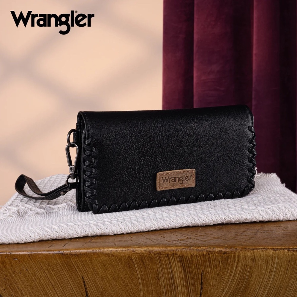 Wrangler Whipstitch Wristlet Wallet Black
